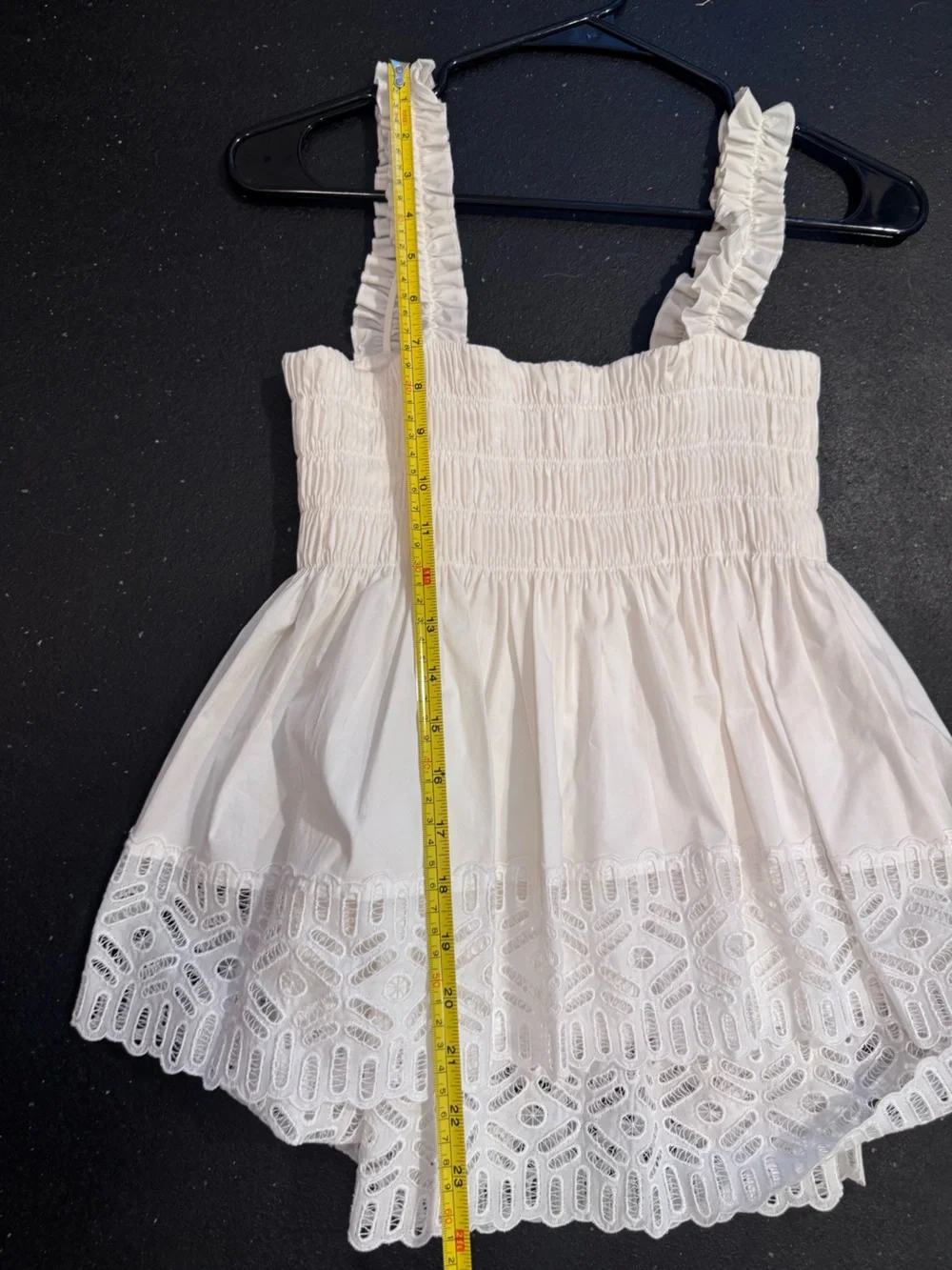 Tory Burch White Eyelet Lace Smocked Peplum Top Size 2 NWT